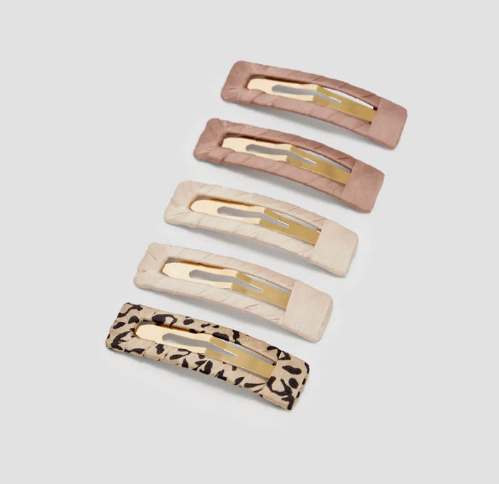 KITSCH SATIN WRAPPED SNAP CLIP 5PC