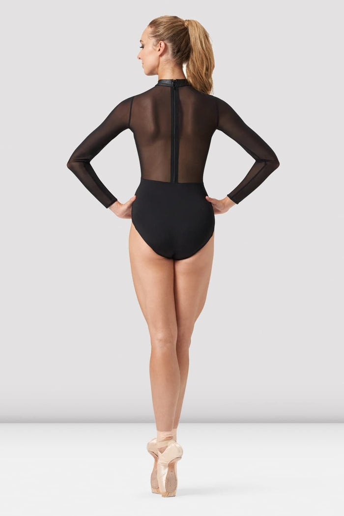Ladies Arcacia Long Sleeve Leather Look Leotard - BLOCH EU