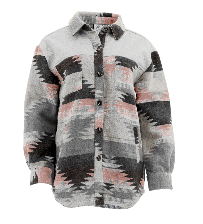 Ladies Aztec Jacket - Pink + Grey - Millie + Moose
