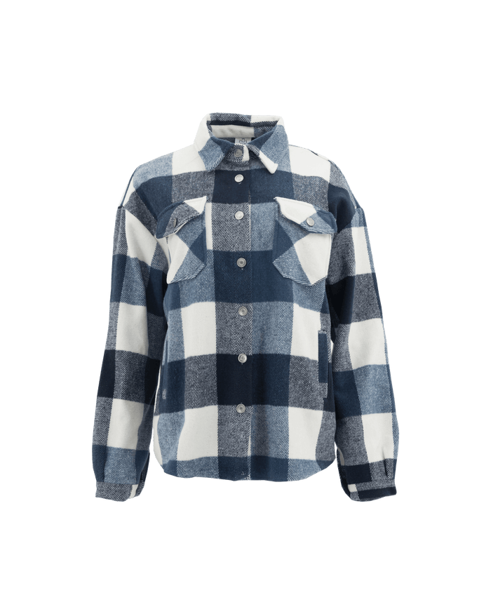 Ladies Blue Plaid Shacket - Millie + Moose