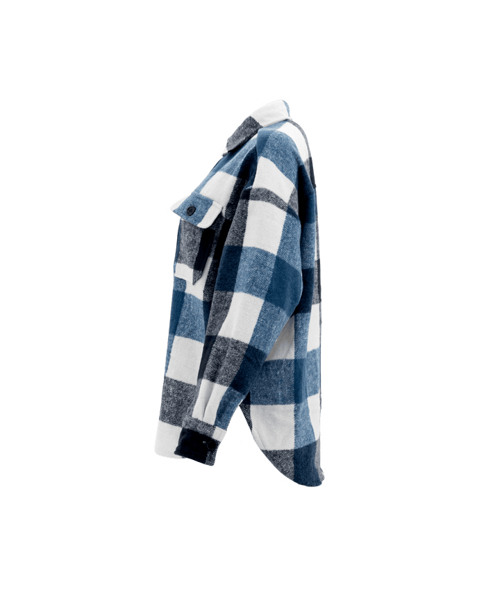 Ladies Blue Plaid Shacket - Millie + Moose