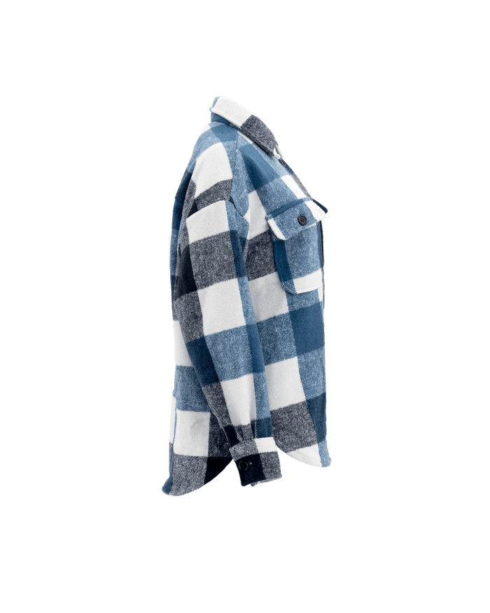 Ladies Blue Plaid Shacket - Millie + Moose