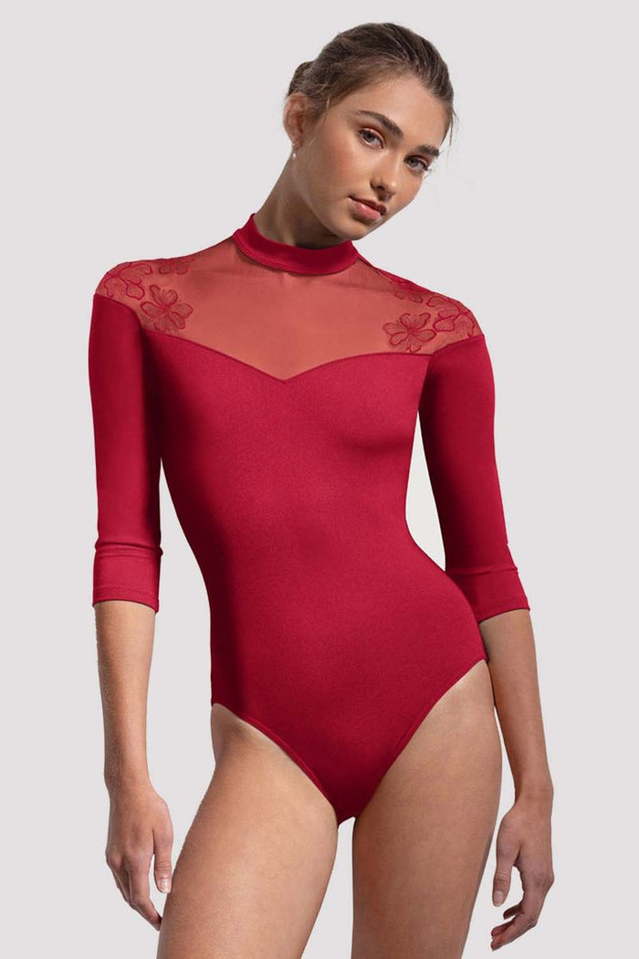 Ladies Calista Floral 3/4 Sleeve Leotard