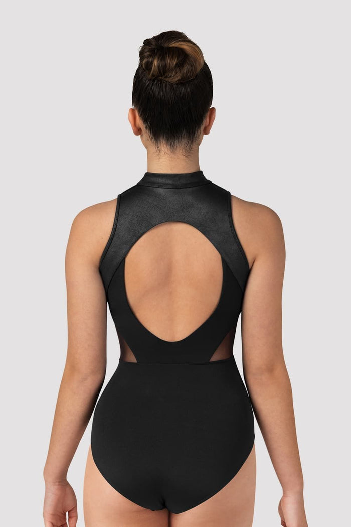 Ladies Celeste Zip Front Leather Look Leotard - BLOCH EU