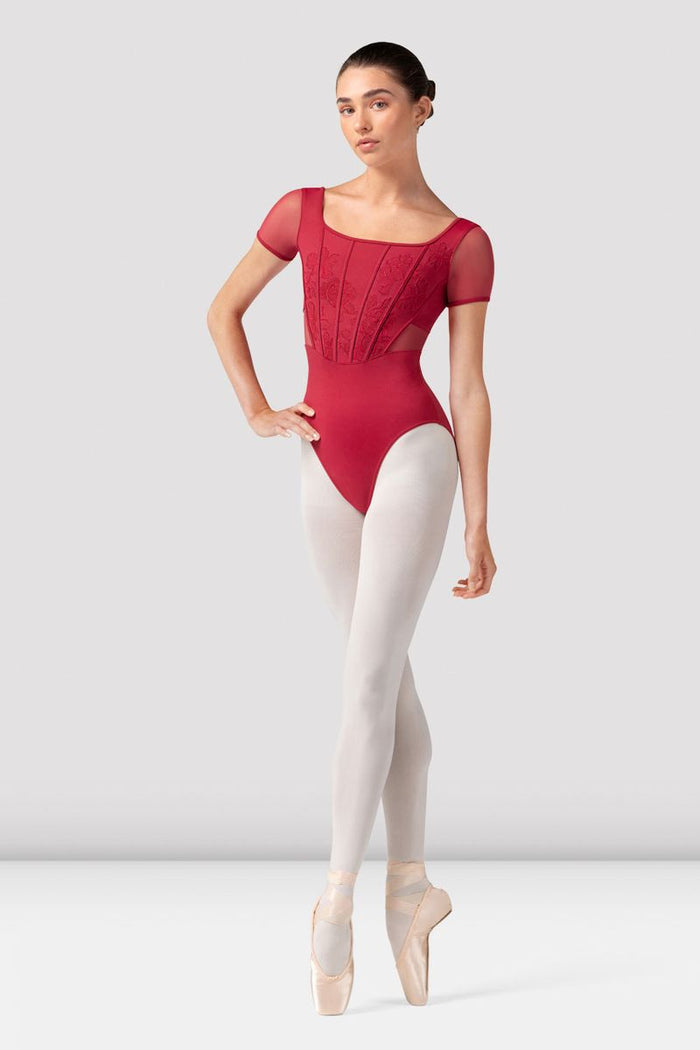 Ladies Olivia Floral Cap Sleeve Leotard