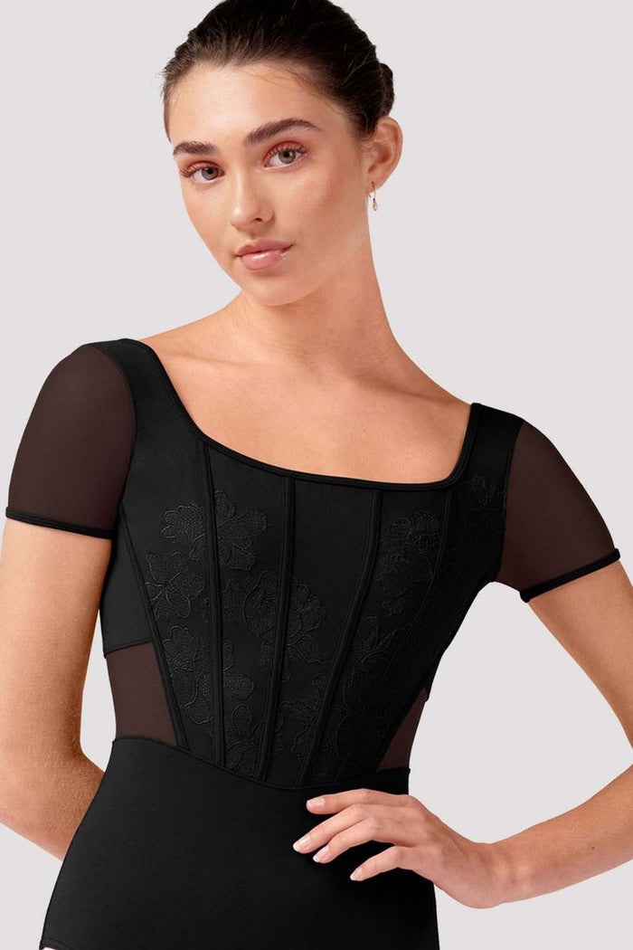 Ladies Olivia Floral Cap Sleeve Leotard