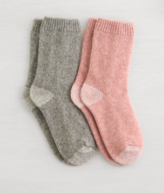 LEMON 2PK NON TERRY SWEATHER KNIT CREW SOCK
