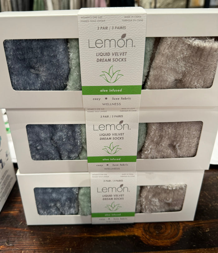 LEMON NON TERRY LIQUID VELVET DREAM CREW-3PACK infused with aloe