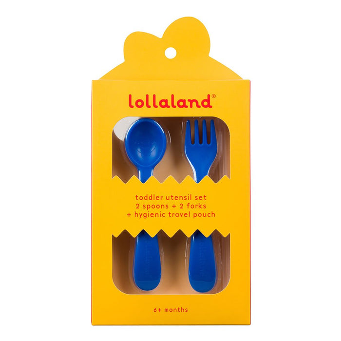 Blue spoon and fork set.