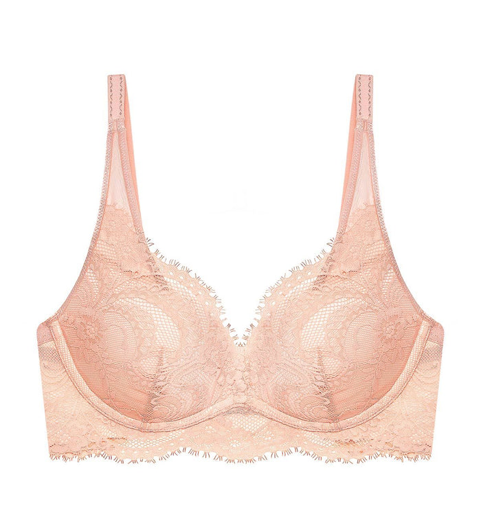 Love Lace Non-Wired Push Up Bra - DUSTY PINK