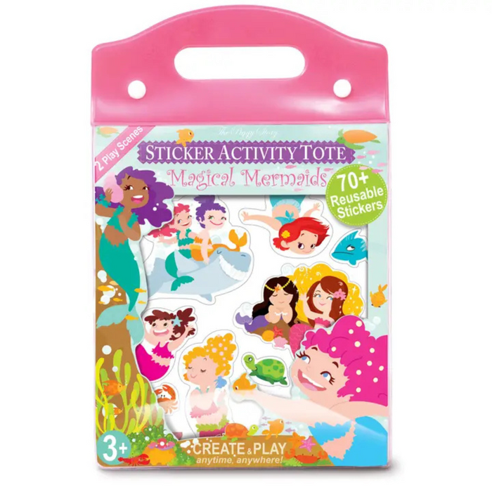 Magical Mermaids Sticker Activity Tote packaging with reusable mermaid stickers for kids