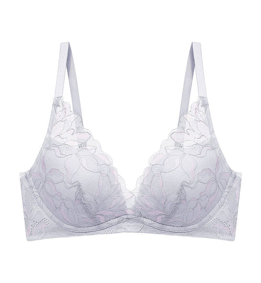 Magnolia Lace Non Wired Push Up Deep V Bra - FEATHER