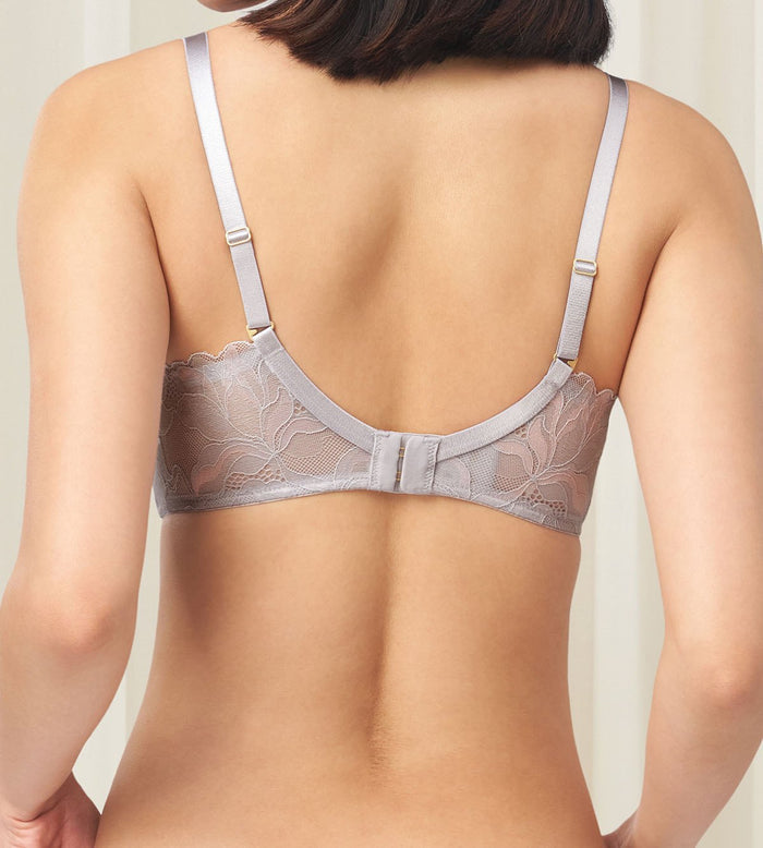Magnolia Lace Non Wired Push Up Deep V Bra - FEATHER