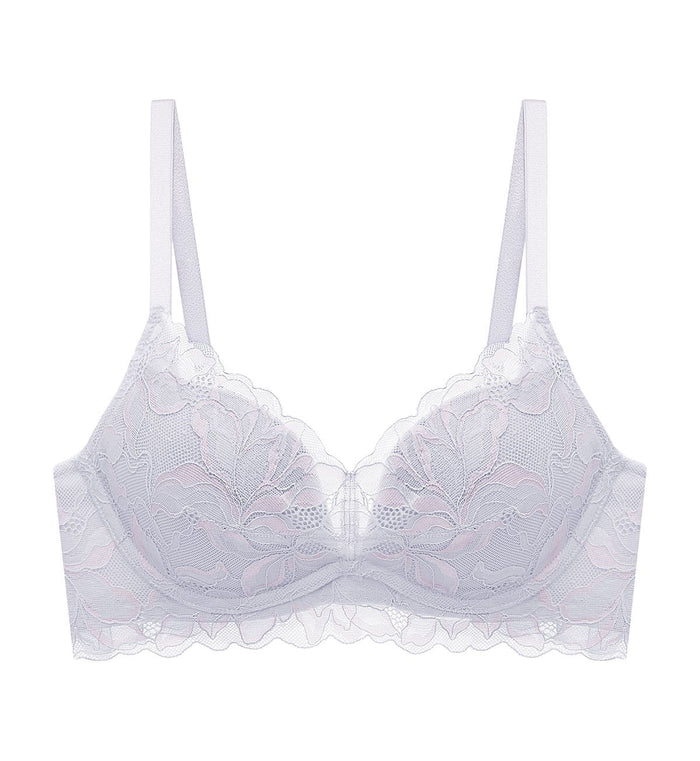 Magnolia Lace Wired Push Up Deep V Bra - FEATHER