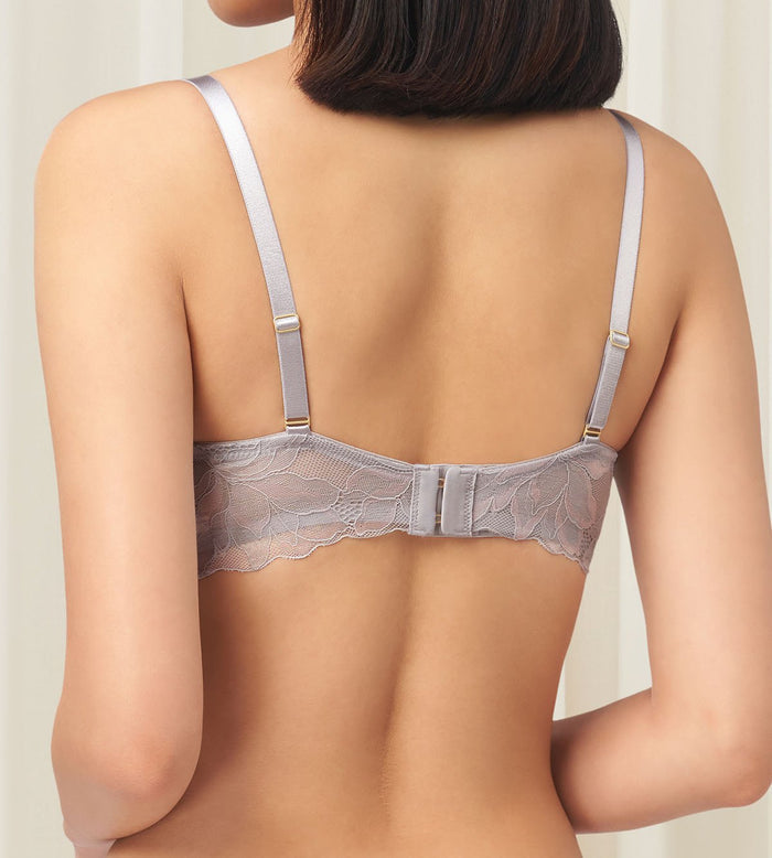 Magnolia Lace Wired Push Up Deep V Bra - FEATHER