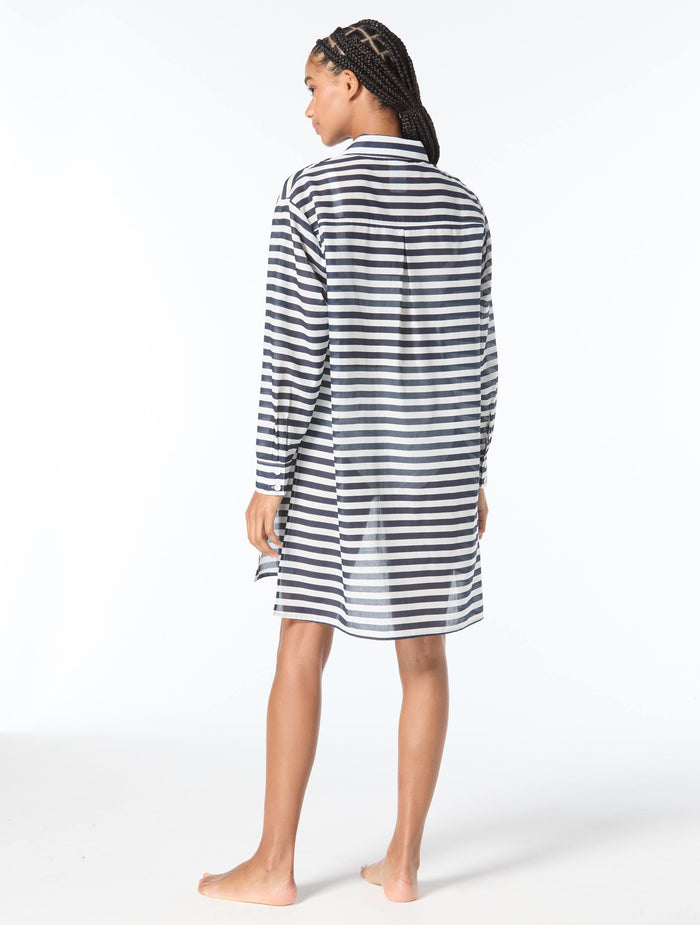 Michael Kors Cover Up Shirt - Graphic Stripe - 412 New Navy