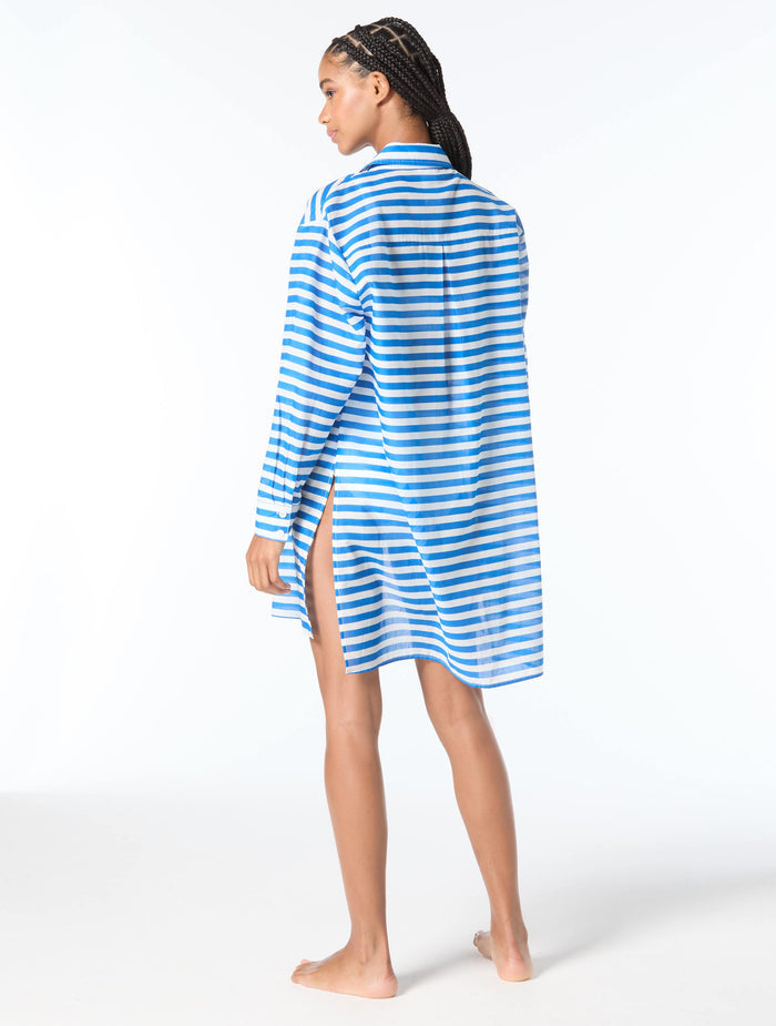 Michael Kors Cover Up Shirt - Graphic Stripe - 433 Cobalt