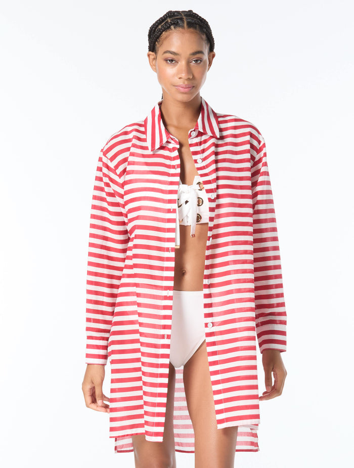 Michael Kors Cover Up Shirt - Graphic Stripe - 600 RED