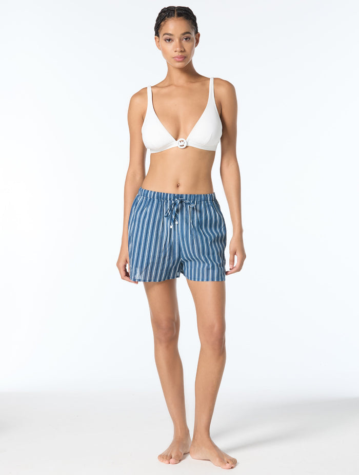 Michael Kors Logo Ring Bikini Set & Marina Stripe Cover Up Set Bundle -