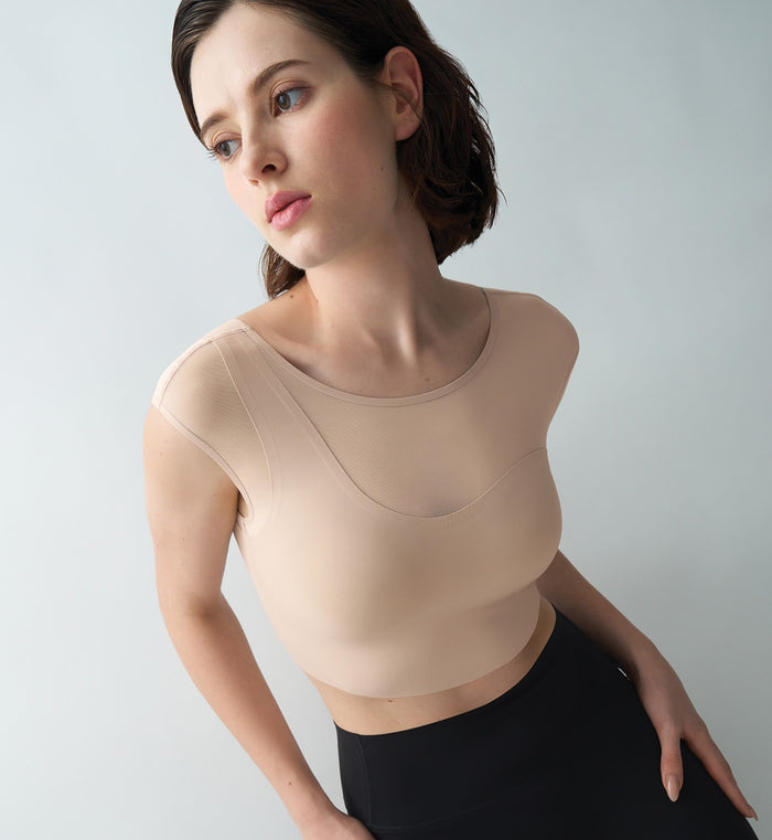 Minimalist Athleisure Bra Tee - SKIN - LIGHT COMBINATION