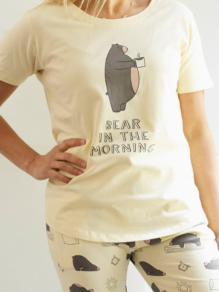Morning Bear — Ladies Lounge T - Millie + Moose