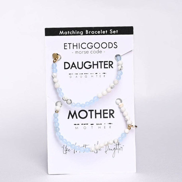 Morse Code Matching Set Beaded Bracelet | Mother & Daughter