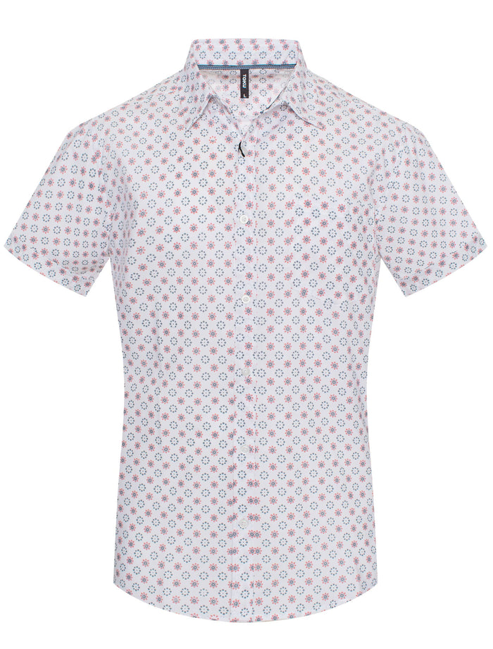 MPS-3046 Vintage-Inspired Floral Print Short-Sleeve Shirt