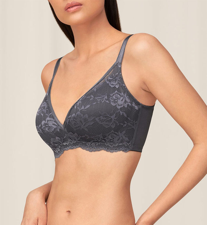NATURAL ELEGANCE NON-WIRED PADDED BRA - PEBBLE GREY
