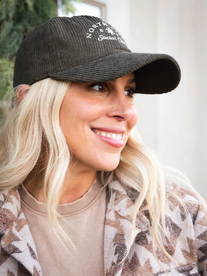 North Pole Social Club Corduroy Hat - Olive - Millie + Moose