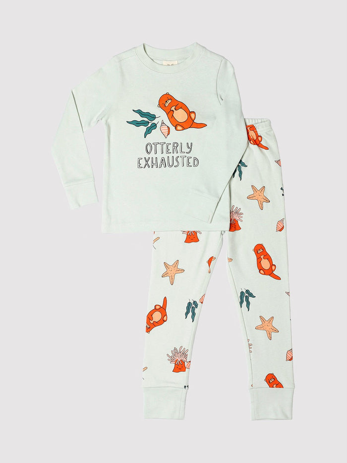 Otterly Exhausted Kids PJ Set - Millie + Moose