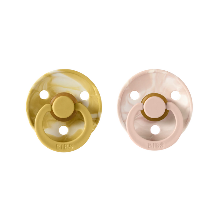 yellow and pink tie dye pacis