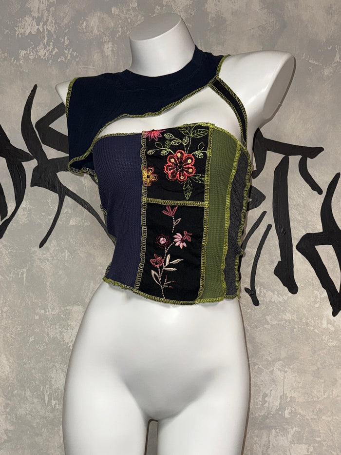 Patchwork Remake Girly Top(Two-Piece)