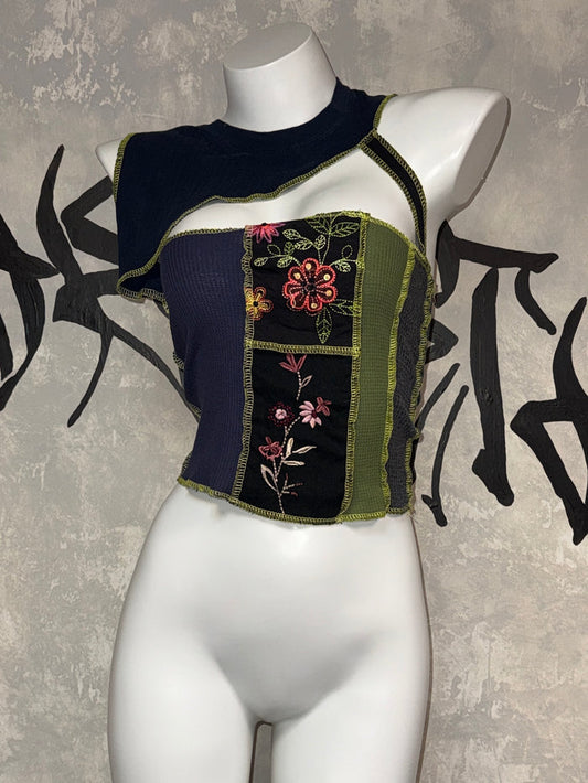 Patchwork Remake Girly Top(Two-Piece)
