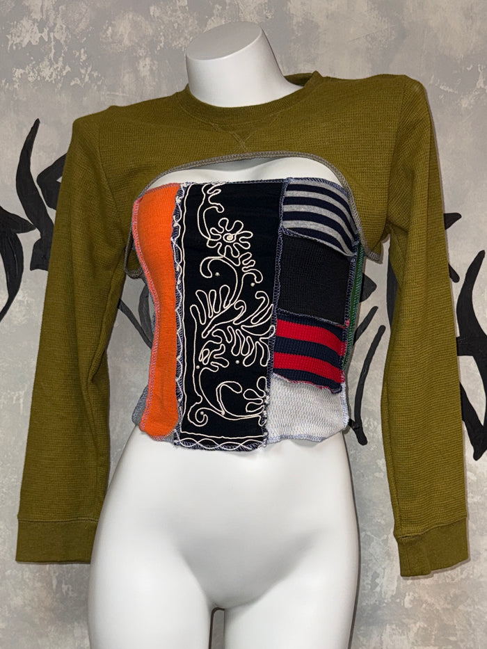 Patchwork Remake Girly Top(Two-Piece)