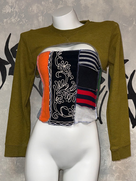 Patchwork Remake Girly Top(Two-Piece)