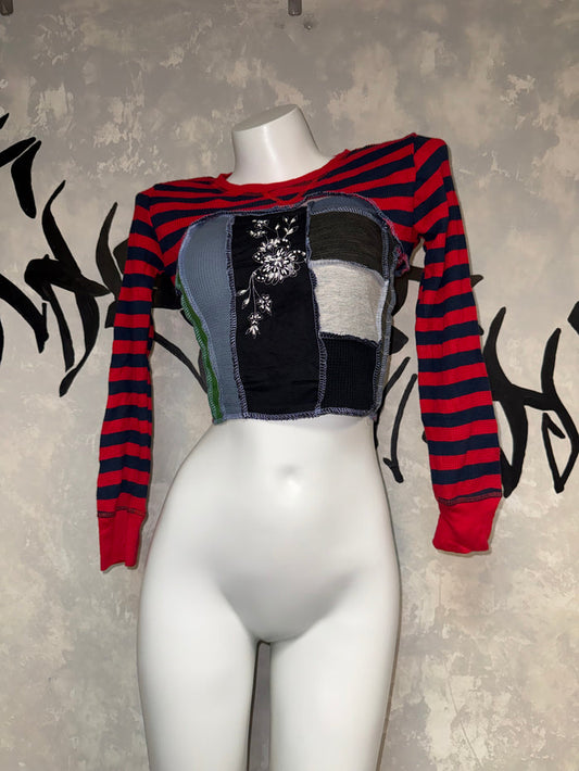 Patchwork Remake Girly Top(Two-Piece)