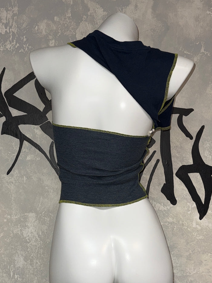Patchwork Remake Girly Top(Two-Piece)