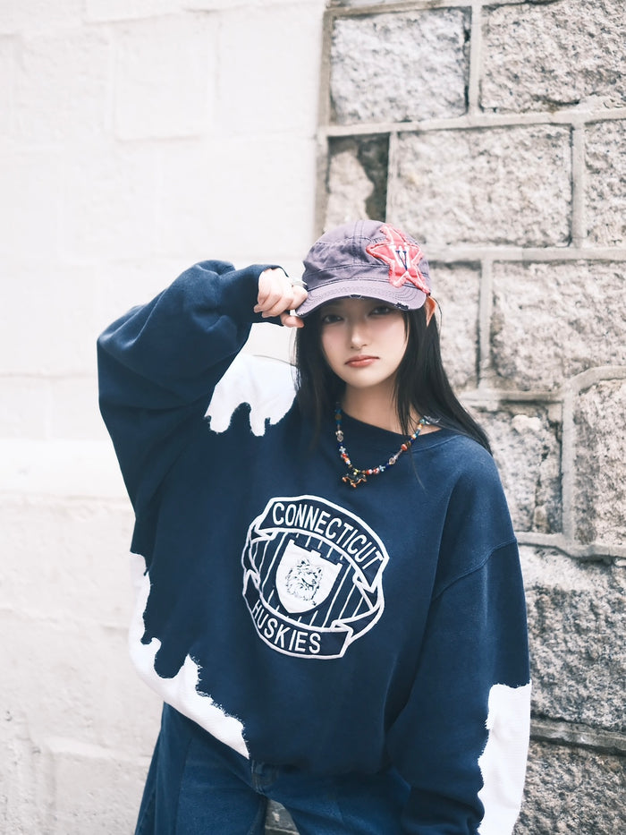 Patterned Patchwork Remake Sweatshirt