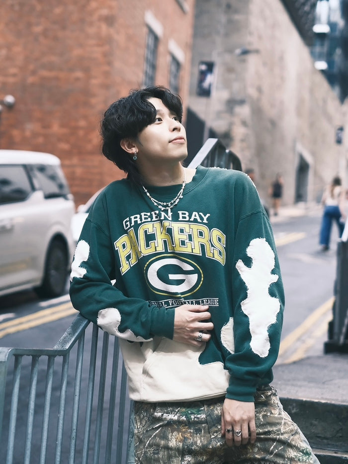 Patterned Patchwork Remake Sweatshirt
