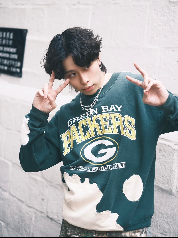 Patterned Patchwork Remake Sweatshirt
