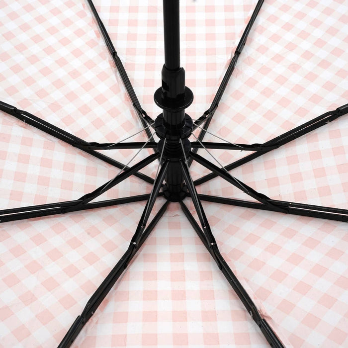 Pink Gingham Auto Open Compact Umbrella