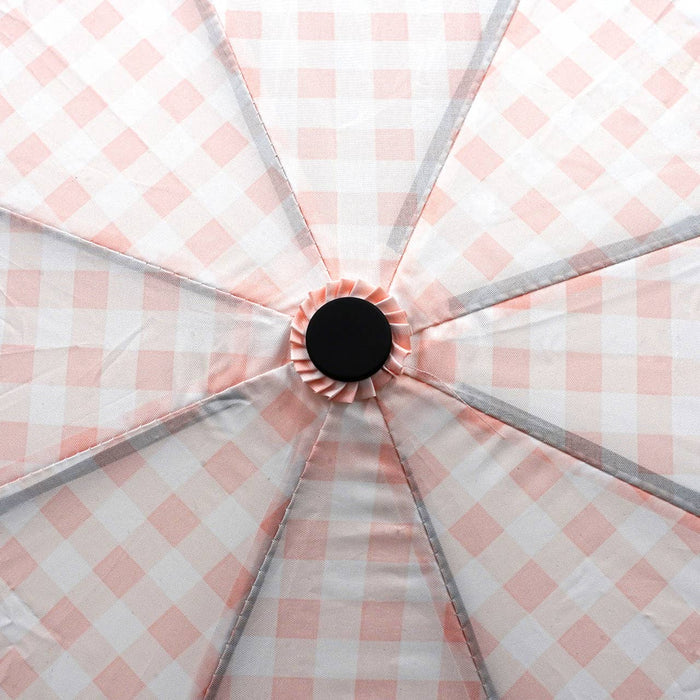 Pink Gingham Auto Open Compact Umbrella