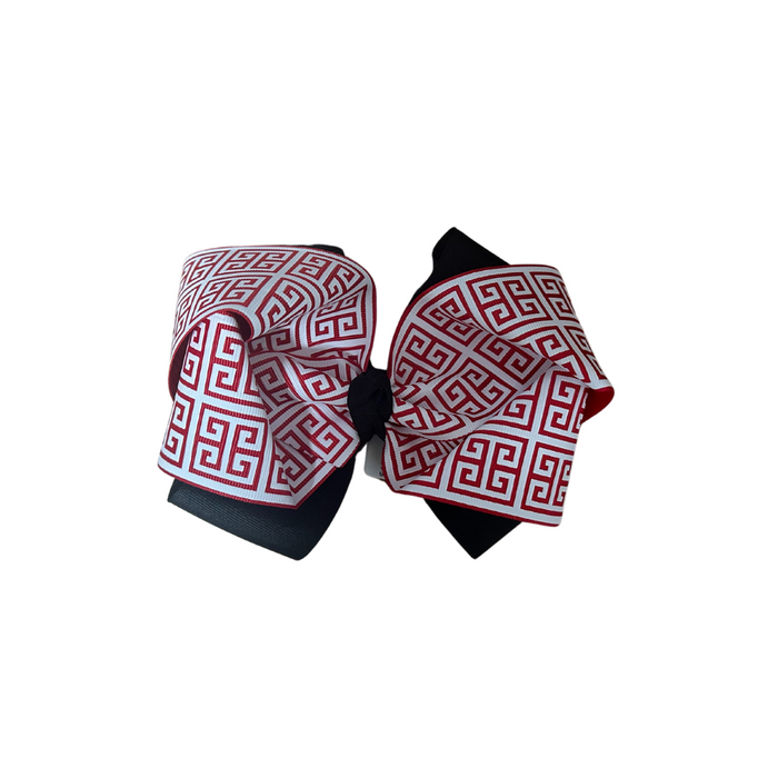 Red/White Fret with Black Double Bow / Large (5.25 inch)