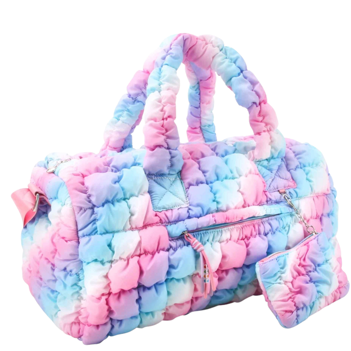 Puffer Scrunchie Quilted Duffle Bag w/ Pouch