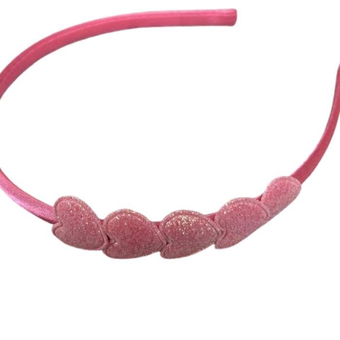 rose pink puff heart headband
