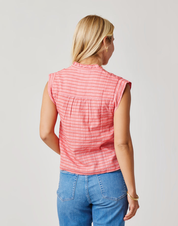 Reagan Top: Grapefruit Harris Stripe - FINAL SALE