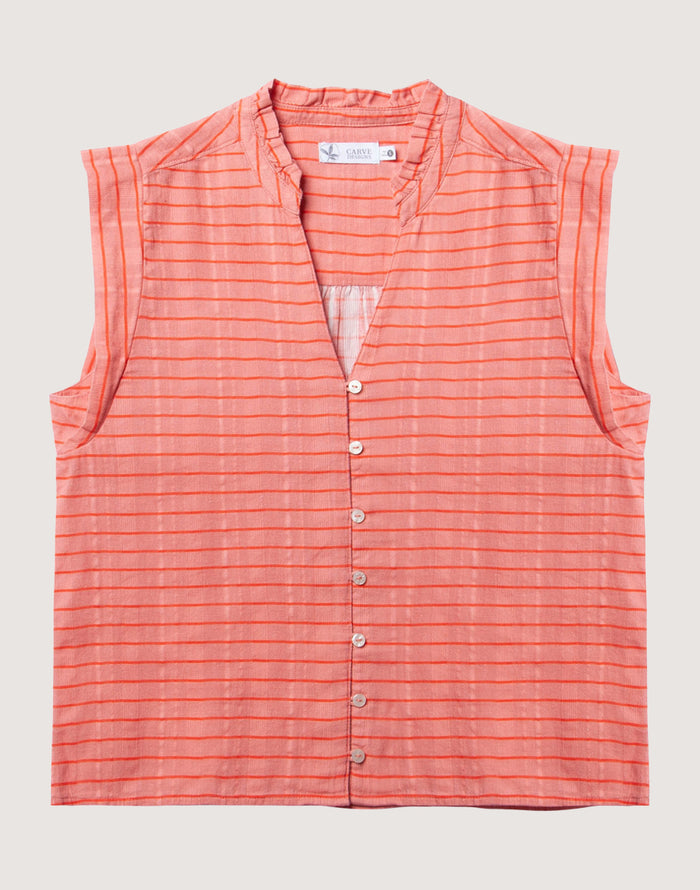 Reagan Top: Grapefruit Harris Stripe - FINAL SALE