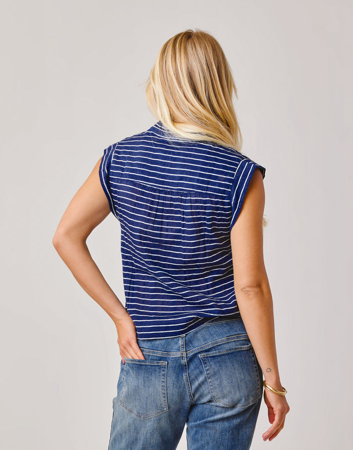 Reagan Top: Navy Harris Stripe