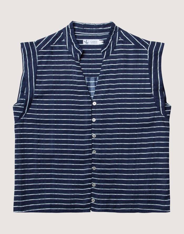 Reagan Top: Navy Harris Stripe