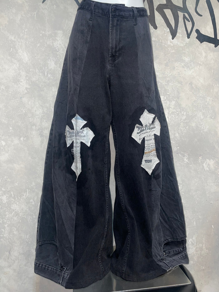 Remake Vintage Jeans (Cross On Knee//Stamped) 34” #REJCOKS04